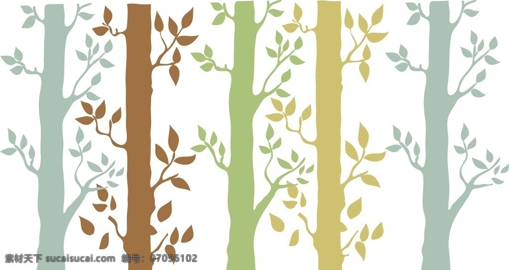 硅藻泥 树 树叶 五颜六色 树枝 5树背景 底纹边框 背景底纹
