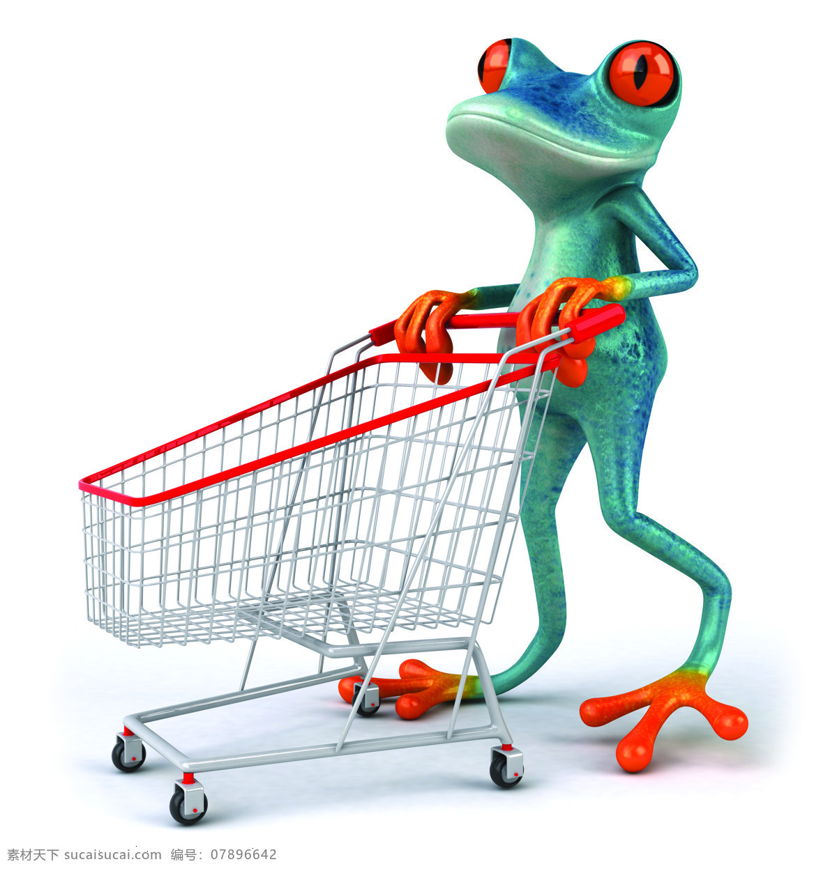 购物 青蛙 卡通青蛙 3d青蛙 3d卡通 卡通动物 购物手推车 陆地动物 生物世界
