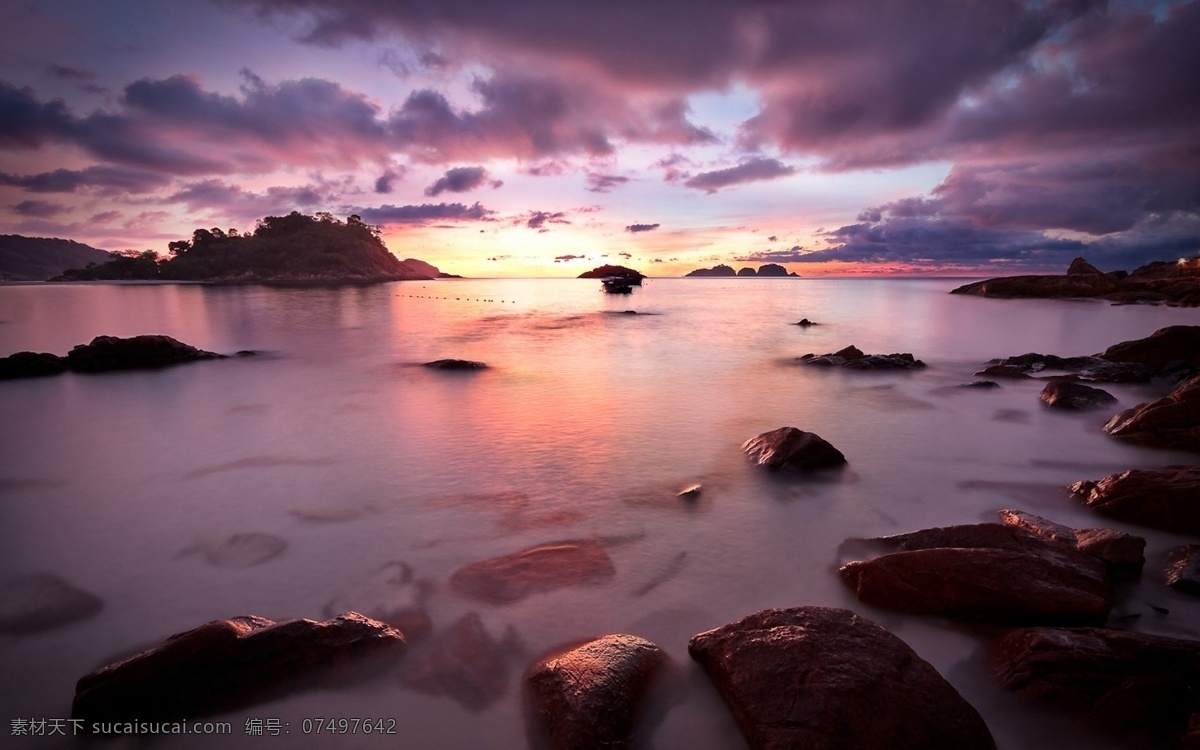 海边 风景图片 海边风景 海滩 落日 岩石 自然风景 自然景观 美丽 psd源文件