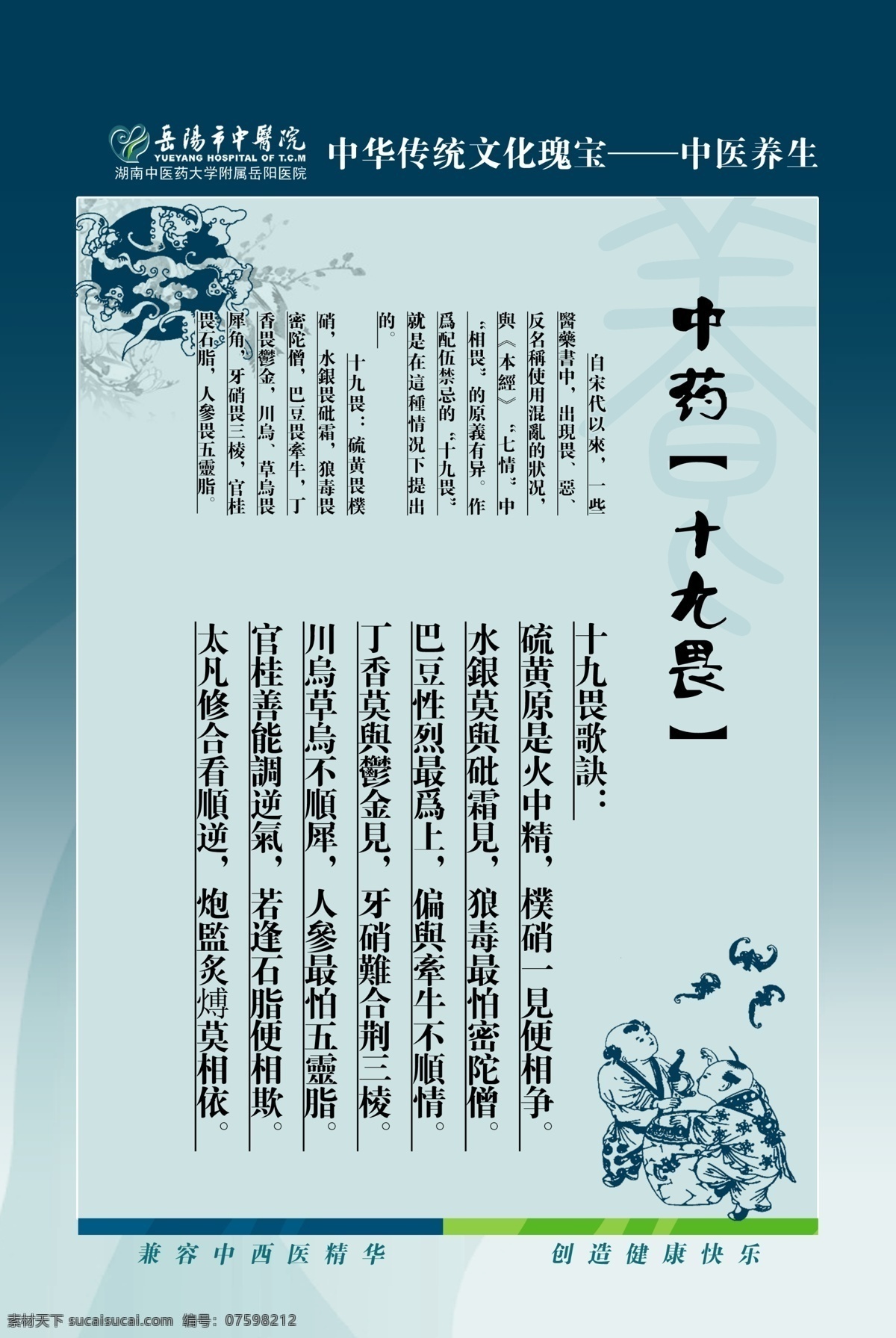 中医文化 中医药文化 版面 版式 画册 岳阳市 中医院 宣传资料 设计模板 中天文化 画册设计 宣传牌 中医养生 中药十九畏 分层 源文件