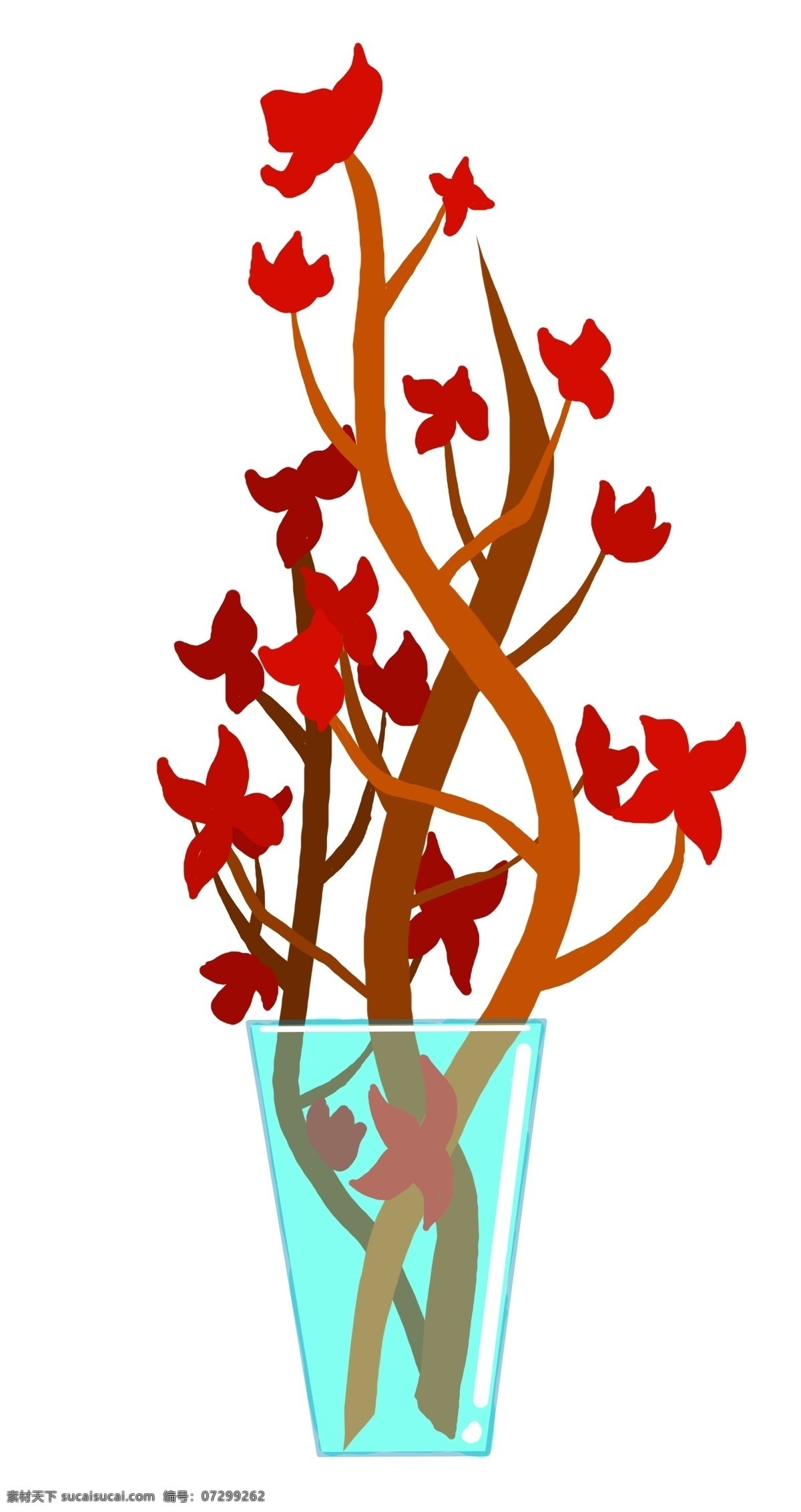 红色 漂亮 花 藤 插画 红色的花藤 卡通插画 花藤插画 藤蔓插画 滕叶插画 美丽的花朵 红色的叶子