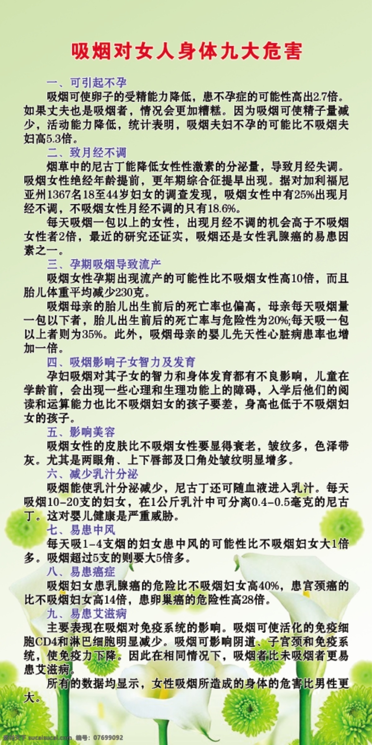 计划生育 宣传 易拉宝 吸烟 女人 身体 九大 危害 展板 计划生育展板
