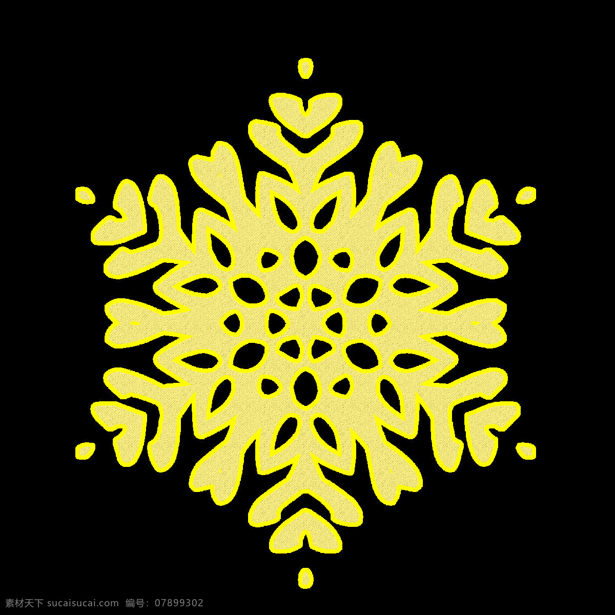 手绘 漂浮 金色 雪花 卡通手绘 冬季 冬天 水彩 暗黄色