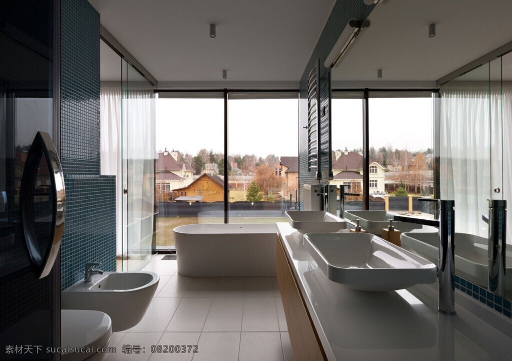 简约 卫生间 洗手盆 装修 效果图 窗户 方形吊顶 灰色地板砖 马桶 浴缸