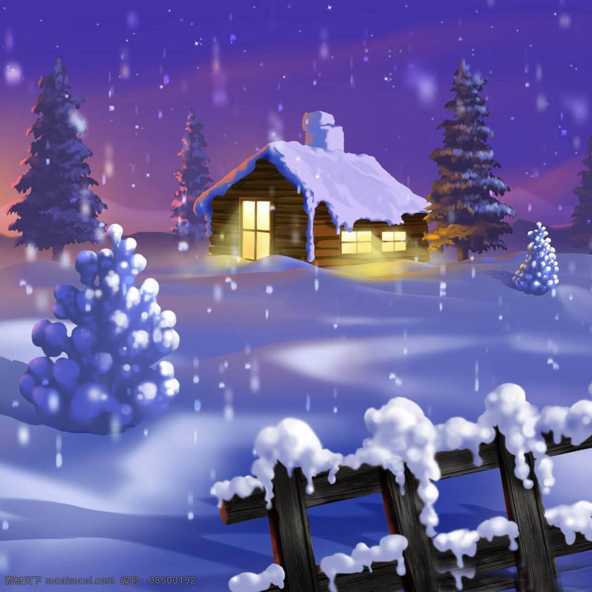 壁纸 插画 动漫动画 风景漫画 高清壁纸 幻想 绘画 唯美 雪景 设计素材 模板下载 唯美雪景 雪花 小屋 松树 数字绘画 艺术 板绘 手绘 插画集