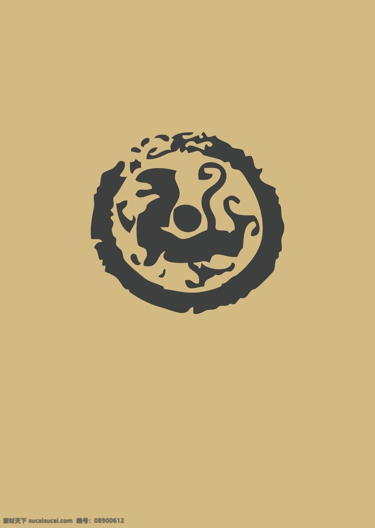 古代龙纹 瓦当 图腾 格式 矢量图 logo设计
