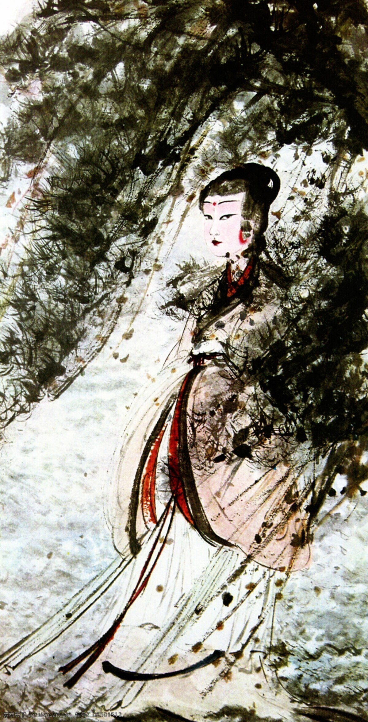湘君 涉 江 图 国画 人物画 山水画 水墨画 中国古文化 中国画 湘君涉江图 文化艺术