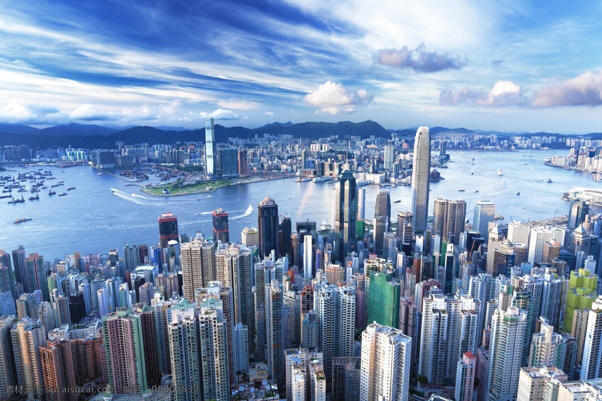 香港全景 港全景 香港 维多利亚港湾 港岛 港湾 海港 建筑群 高楼大厦 东方之珠 大海 海平面 码头 游船 游轮 建筑景观 自然景观 国内旅游 旅游摄影