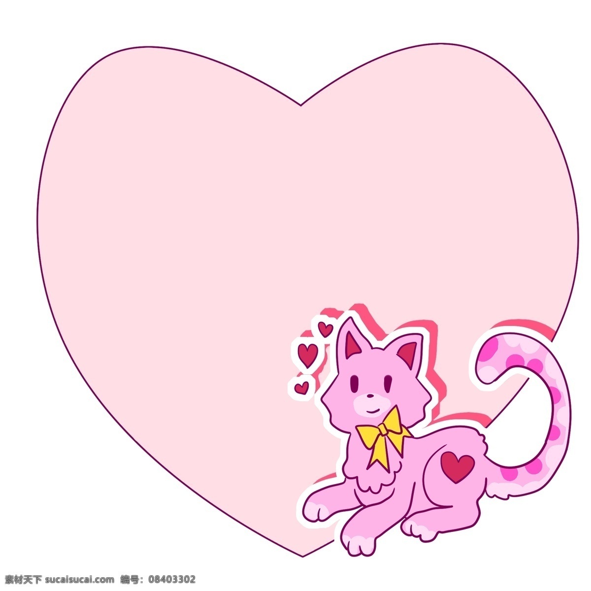 手绘 猫咪 爱心 边框 爱心猫咪 爱心边框 粉色边框 卡通爱心 卡通粉红 心形边框 边框标题
