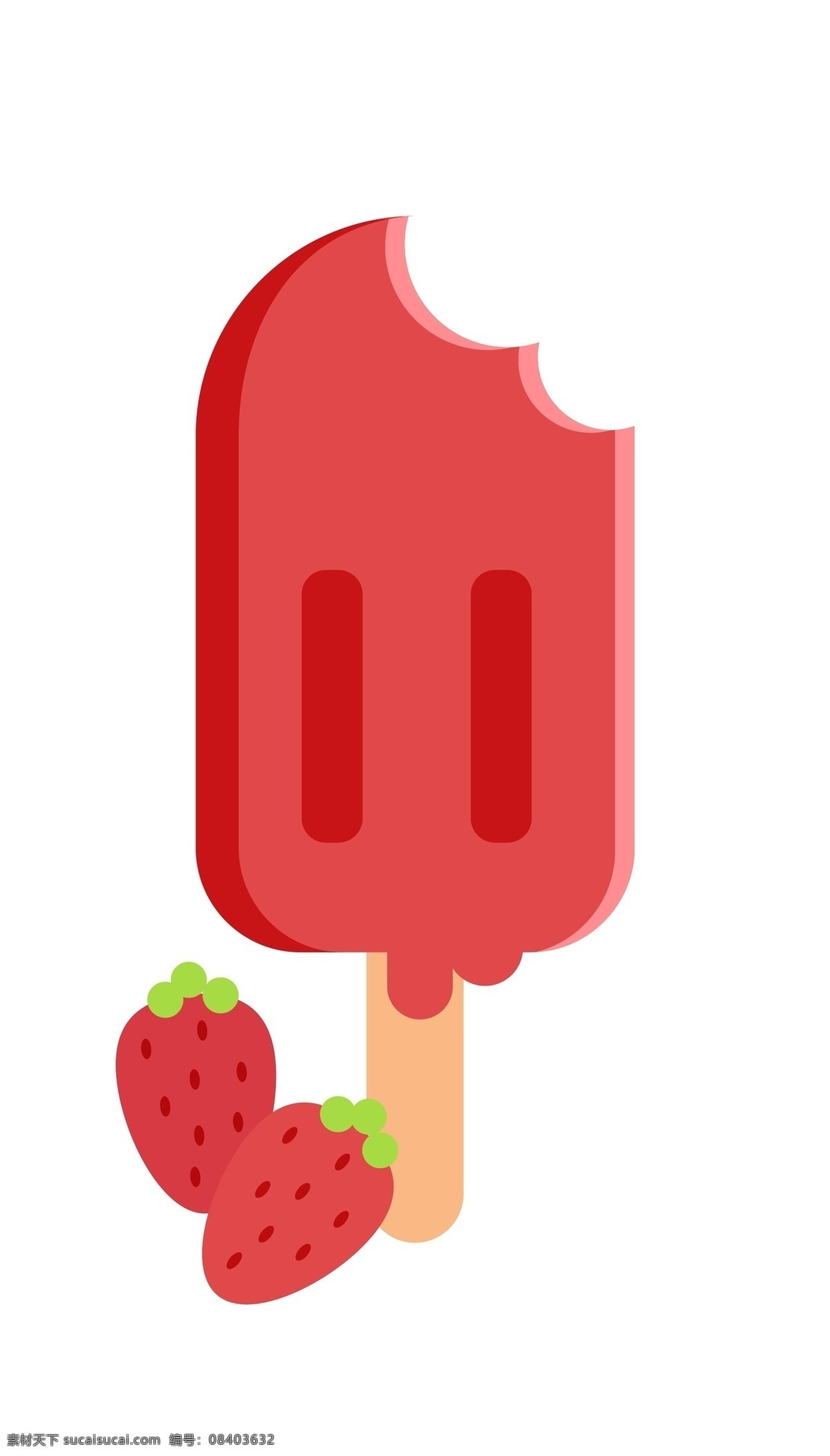 红色 立体 冰淇淋 夏天 冰糕 清凉