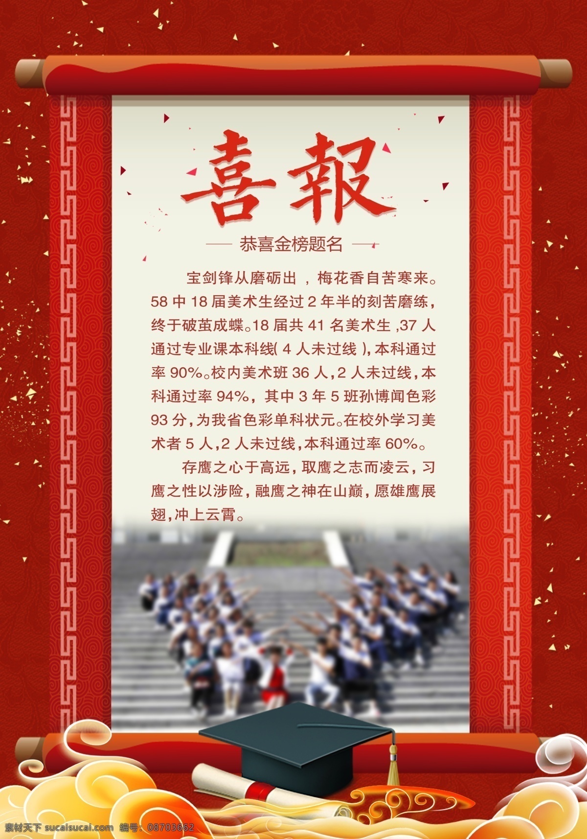 喜报 海报 红色 招贴 喜讯