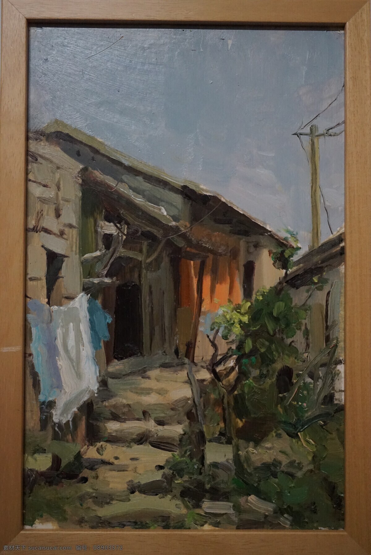 乡村小景 油画 风景 写生 黑色