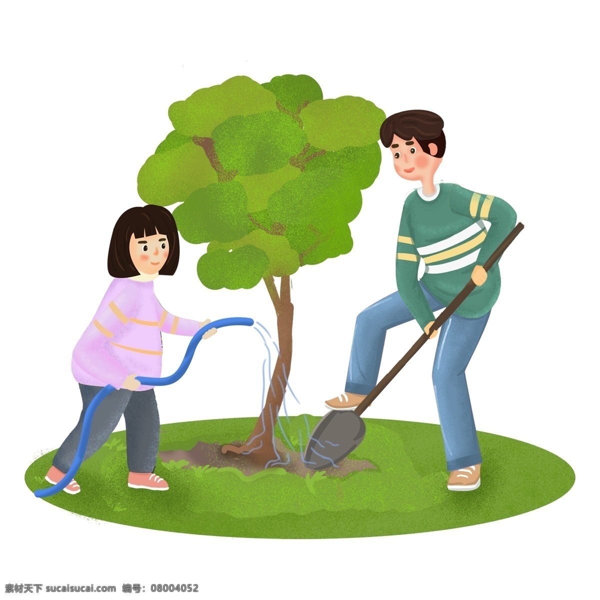 植树 环保 活动 男生 女孩 世界地球日 劳动节 卡通男生女孩 地球 树木 白云 土地 绿植 创意手绘 卡通手绘风格 海报 banner 可爱