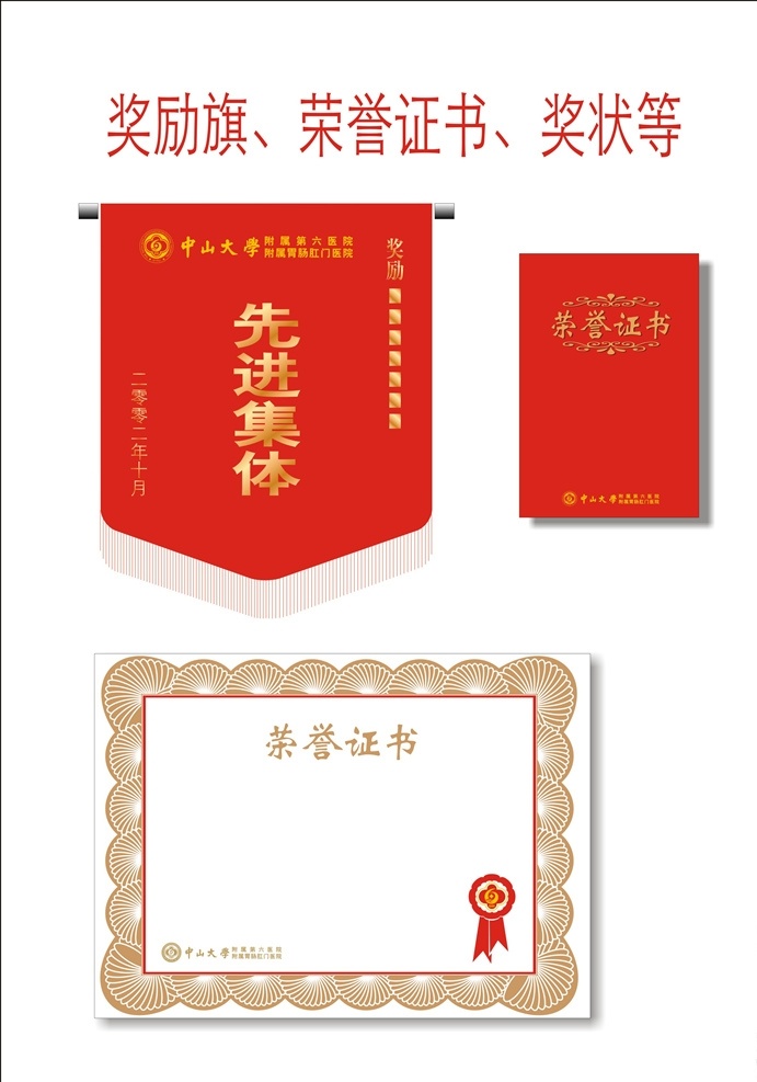 奖励旗 荣誉证书 奖状 旗帜 锦旗 证书 表彰 表彰证 医院 vi 视觉 识别 体系