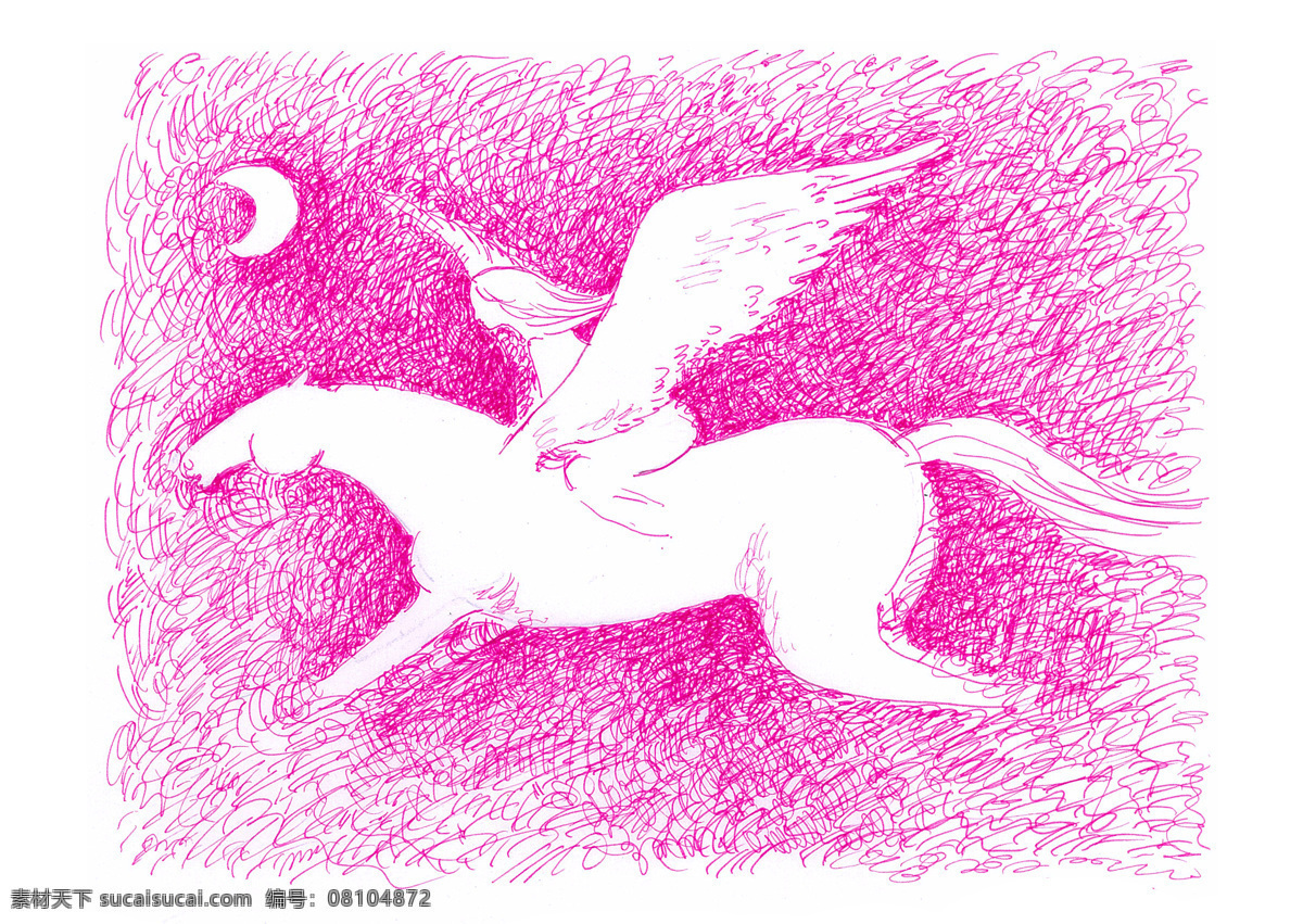 飞马 插画 动物 马 创意 梦想 奔跑 底纹边框 背景底纹