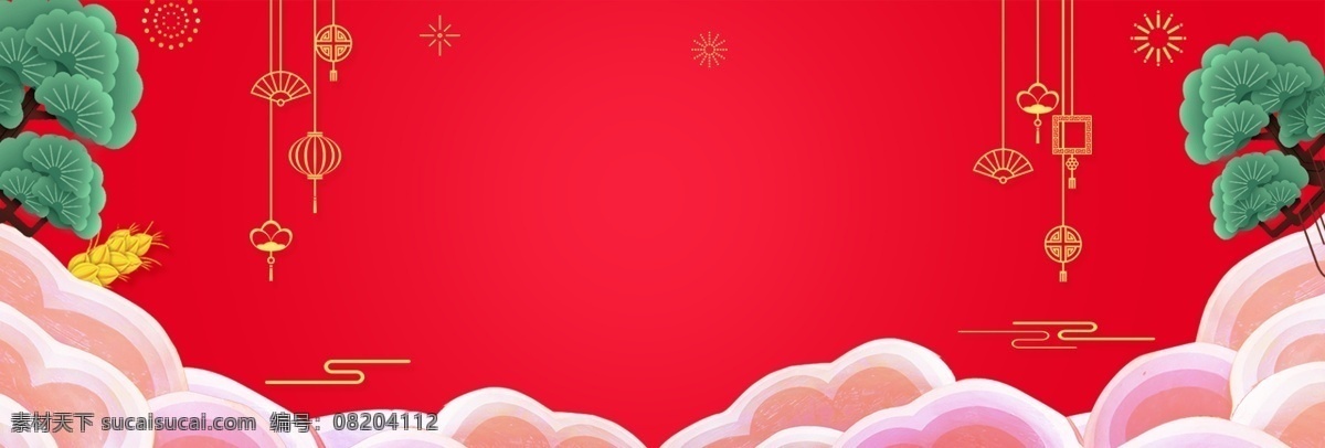 猪年 2019 新春 banner 背景 新年快乐 元旦 春节 传统节日 中国年