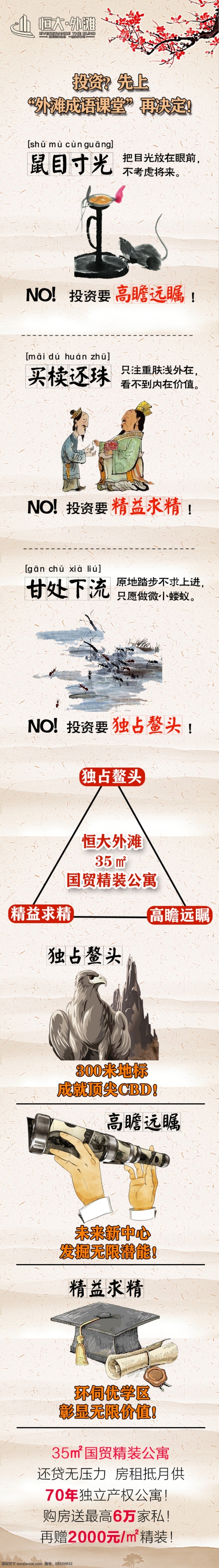 地产 公寓 投资 成语 微 信 海报 微信 鼠目寸光 白色