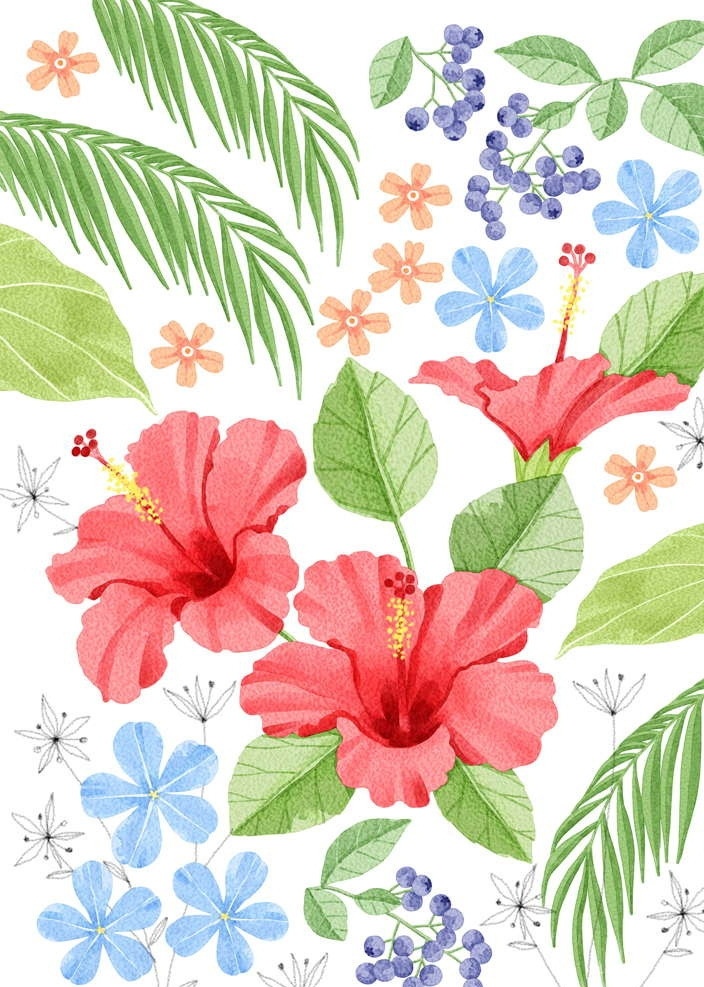 鲜花绿叶 绿叶 绿植 花草 植物 鲜花 花朵 花瓣 繁花 百花盛开 盛开鲜花 鲜花盛开 手绘 漫画 彩绘 水彩画 卡通 动漫风格 梦幻世界 幻想世界 卡通世界 卡通设计 动漫设计 插画设计 漫画设计 手绘设计 炫丽 梦幻 分层 源文件