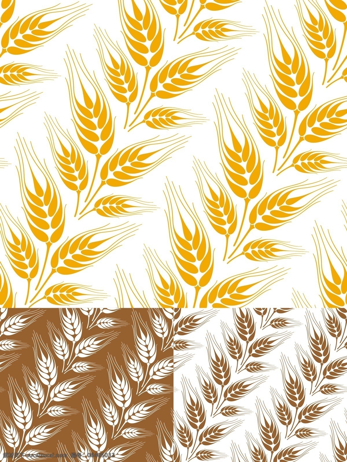 小麦 全麦 面包 金色 花纹 矢量素材 设计素材