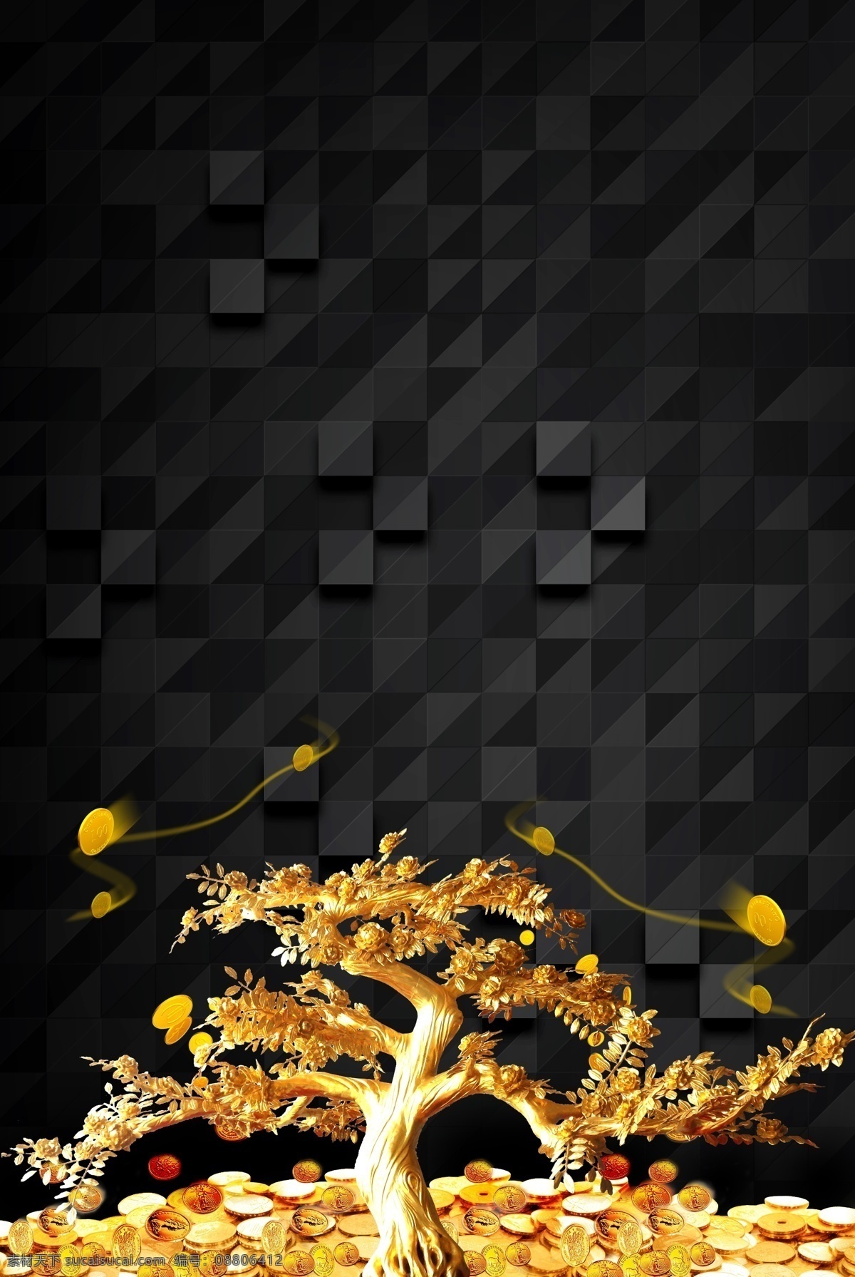 黑金 摇钱树 金融 背景 金融背景 背景设计 金币 背景模板 金树 黑金背景 黑金展板 金融背景素材 金融素材背景 理财背景