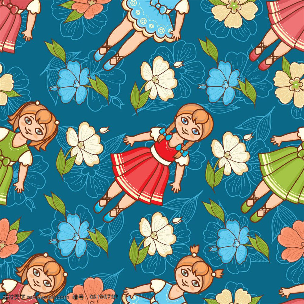 矢量 女孩 花朵 花朵背景 精美背景 矢量背景设计 矢量女孩