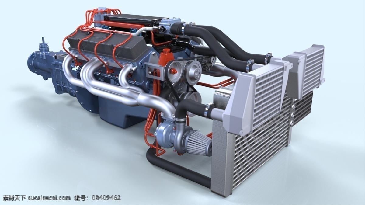 涡轮 增压 发动机 挑战 引擎 keyshotrendering 3d模型素材 其他3d模型