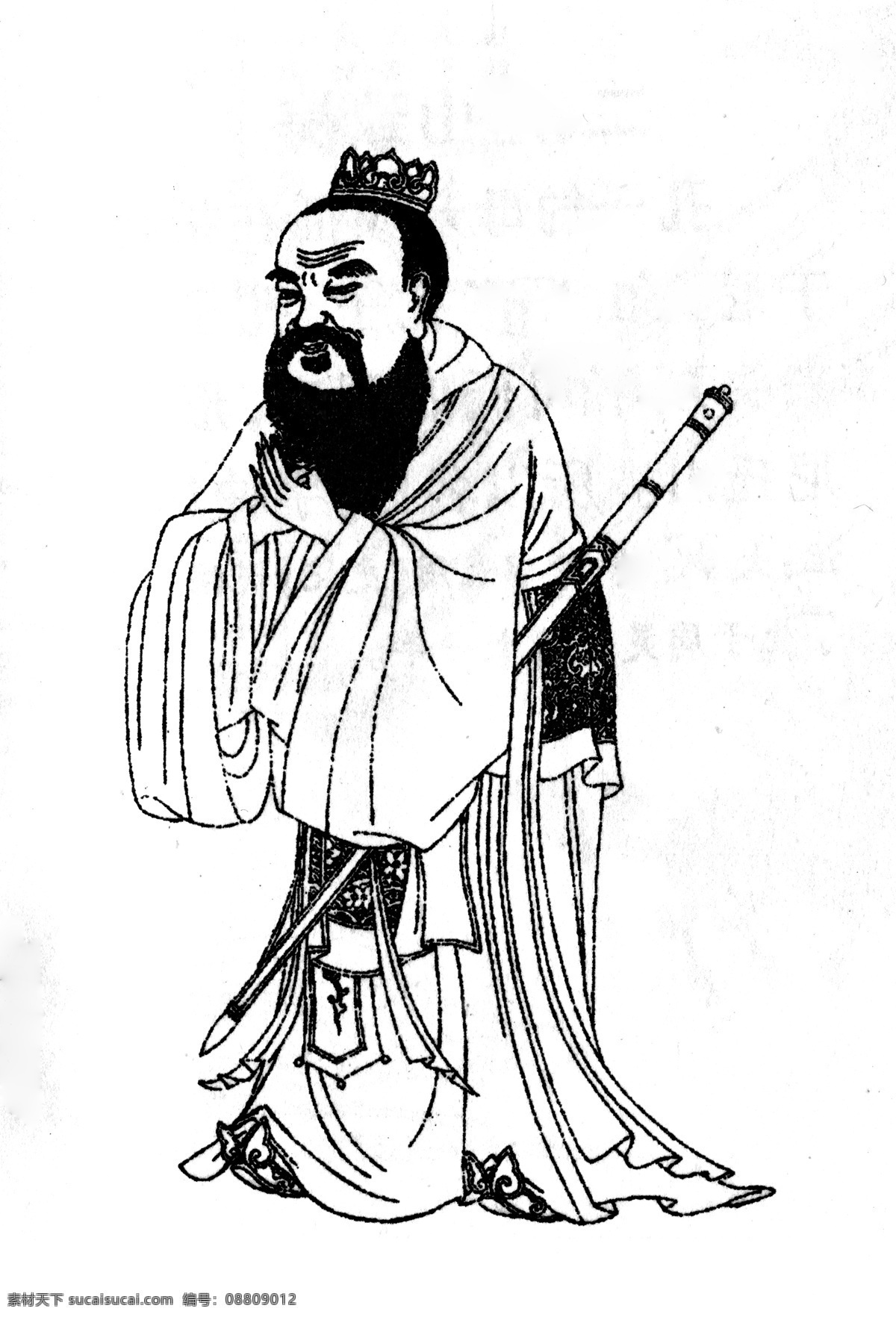 孔子像 孔子 先圣小像 顾恺之绘 老年 古代 绘画 绘画书法 文化艺术