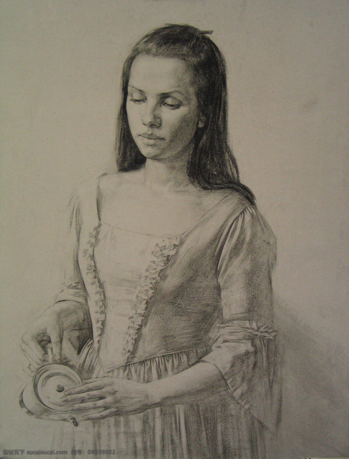俄罗斯素描 女青年半身 俄罗斯 女人 素描 艺术 写生 写实 绘画书法 文化艺术
