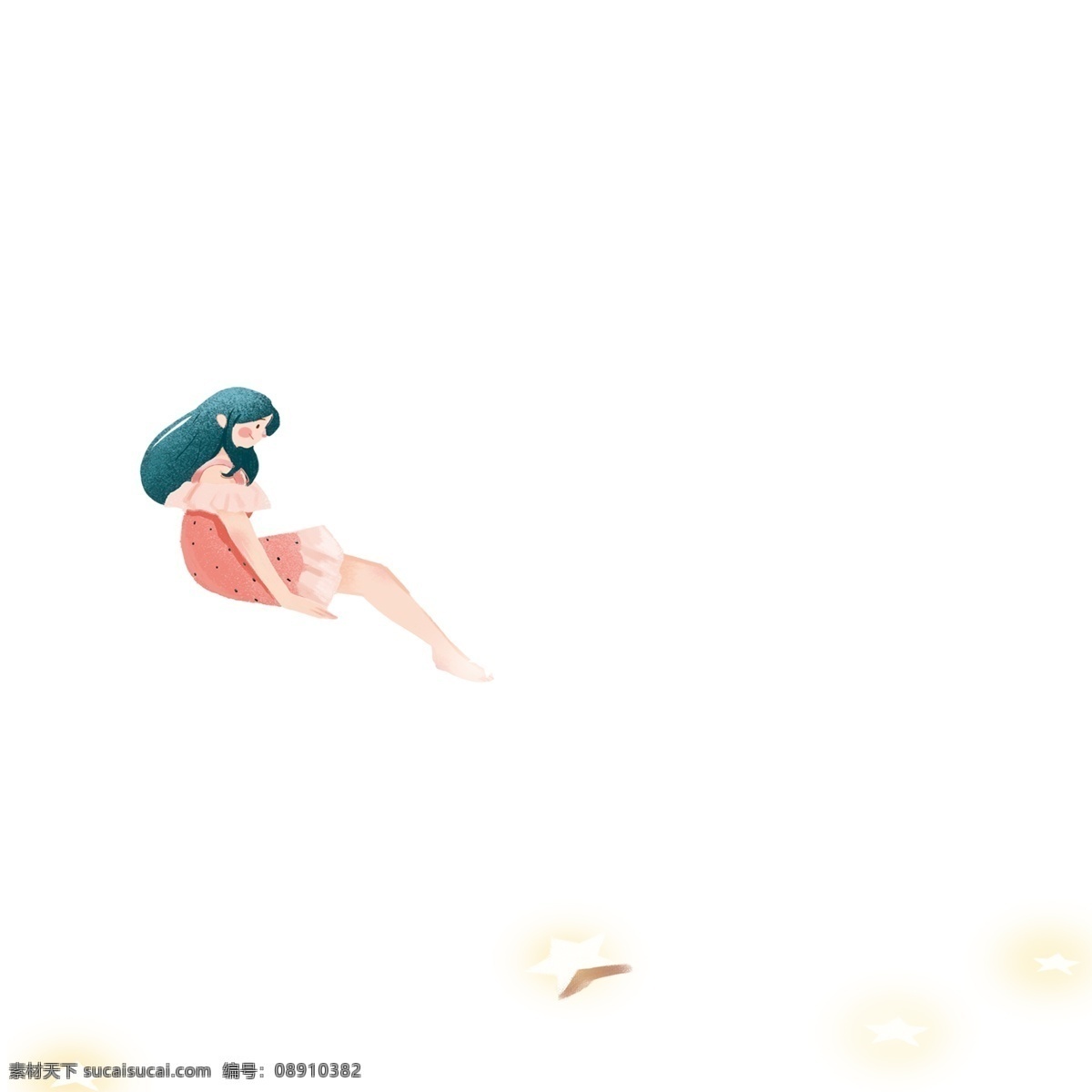 穿 粉色 衣服 女孩 卡通 插画
