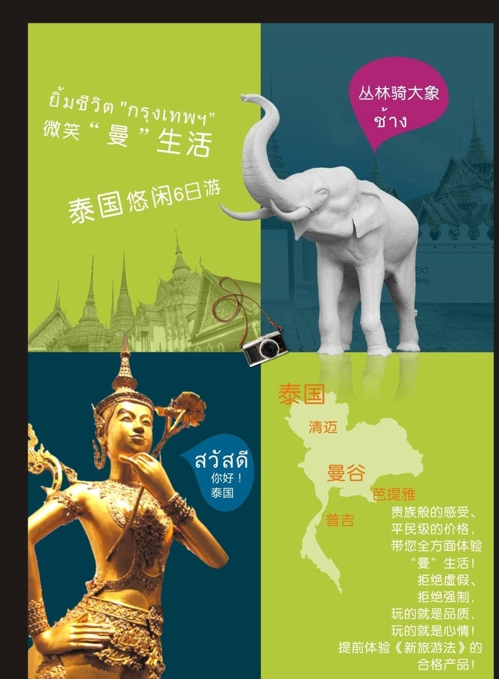 泰国 dm 宣传单 佛像 寺庙 白象 旅游 dm宣传单 矢量