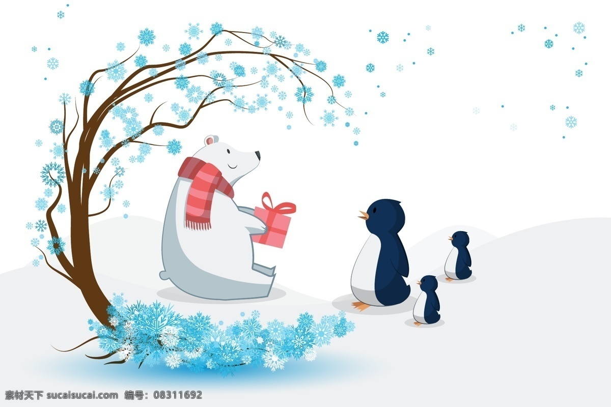 儿童房背景墙 卡通小熊 下雪 电视背景墙 壁纸壁画 北欧卧室画 企鹅 卡通动物 白熊 北极熊 极地动物贺卡 礼物盒 绘画 卡通手绘 童话 生日 水彩 动漫卡通 插画 儿童绘本 儿童画画 矢量图 卡通漫画 简笔画 平面设计 卡通设计 动漫动画