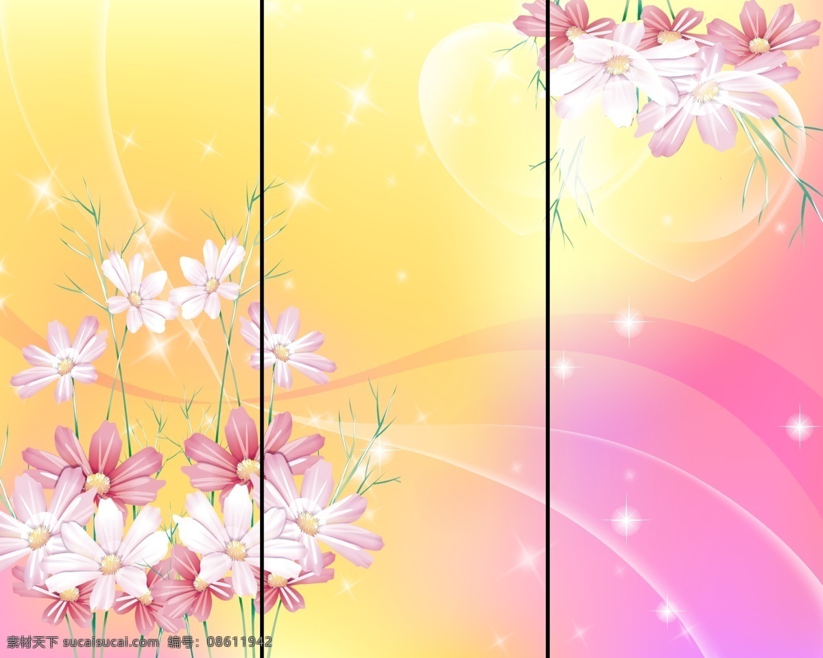 背景 底纹 广告设计模板 花 花香 梦幻 透明 移门花香 移门 星光 线条 心形 移门图案 源文件 装饰素材
