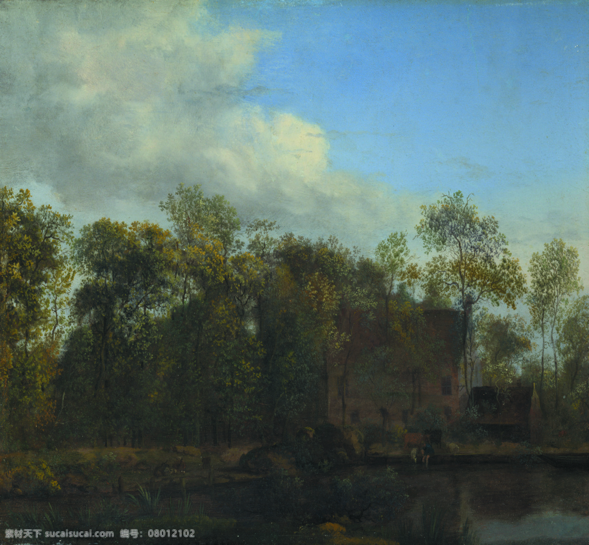 trees 大师 画家 古典 画 建筑 景物 装饰画 油画 among farm a heyden der van jan 人物 高清 西方 国外 现代 家居装饰素材