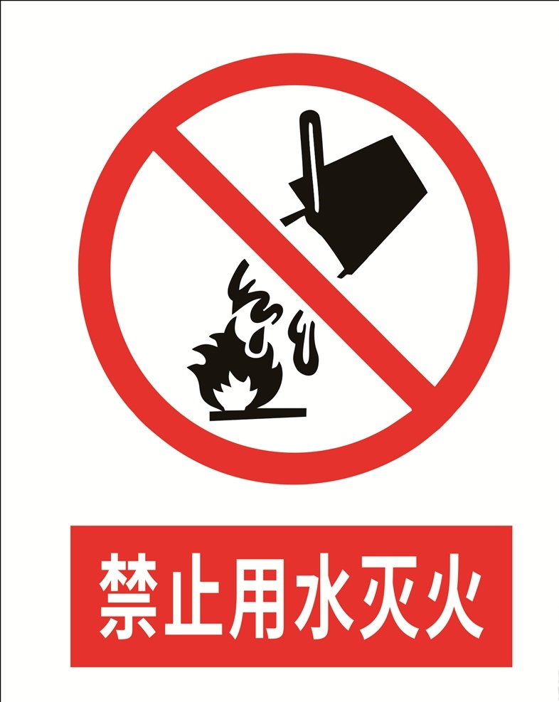 禁止用水灭火 用水灭火 禁止标牌 禁止标识 禁止水灭火 标识
