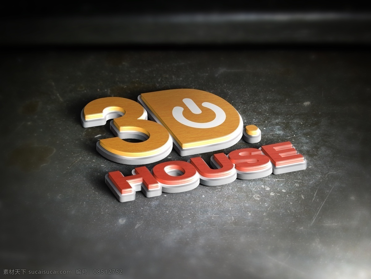 3d 立体 logo 字体 黑色