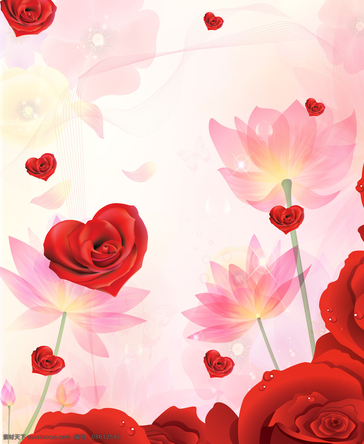 爱恋 花 室内 移门 创意 画 家装模型 模型素材 移门画 花朵 玫瑰 爱心玫瑰 粉红 效果图