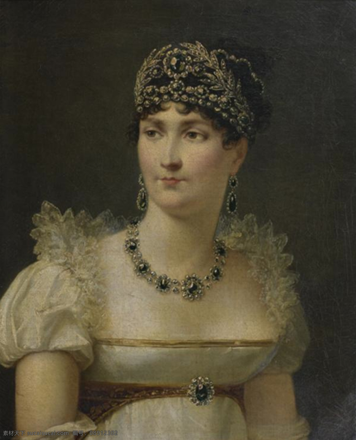 约瑟芬皇后 法国皇后 拿破仑 妻子 半身肖像 暗色调 19世纪油画 油画 绘画书法 文化艺术