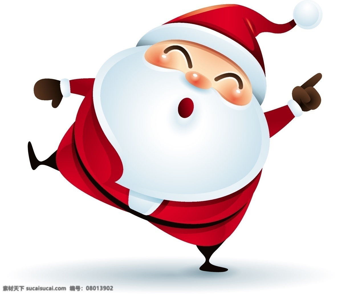 红色 圣诞节 老人 矢量 可爱 白胡子 卡通 人物 形象 节日 装饰