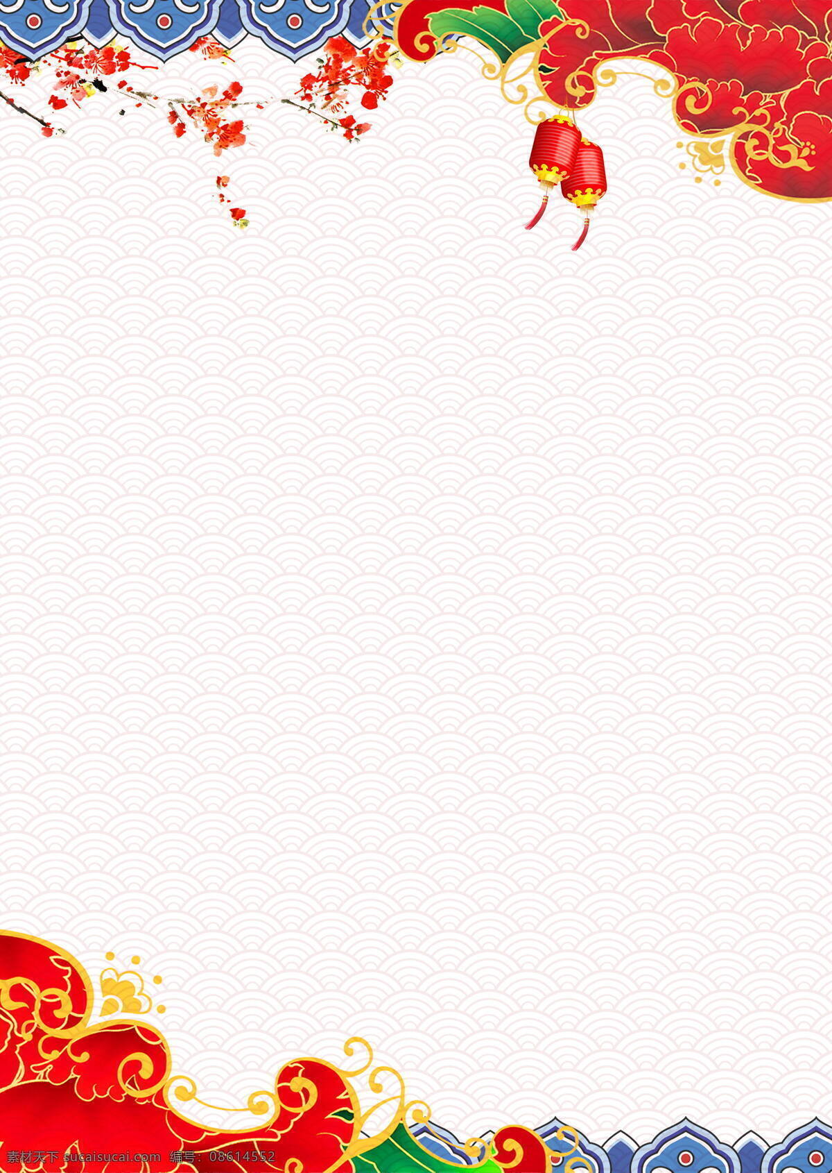 喜庆 花纹 海浪 背景 鞭炮 春节 灯笼 广告 海报 红色花纹 中国风