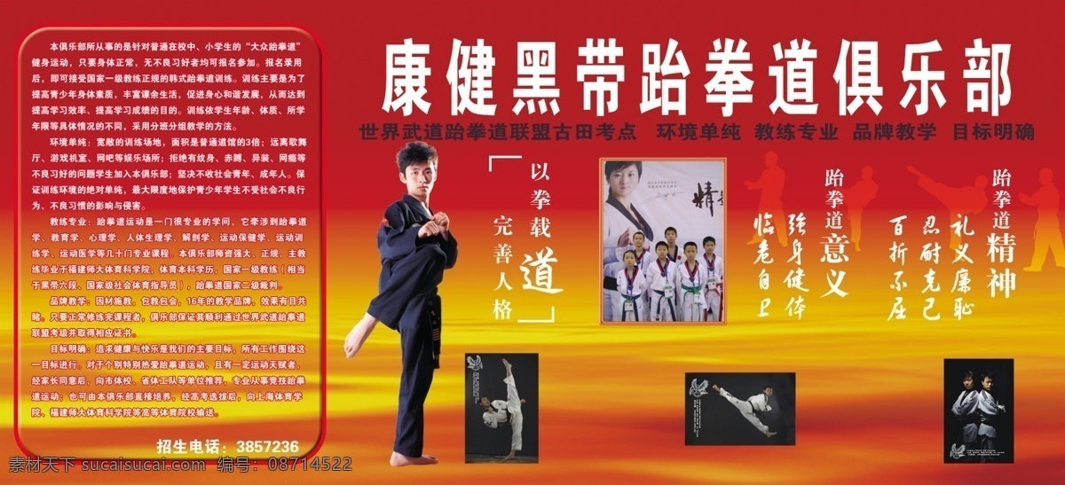 跆拳道 俱乐部 广告设计模板 国内广告设计 武术 宣传 源文件 运动 跆拳道俱乐部 搏击 招生 展板 学校展板设计