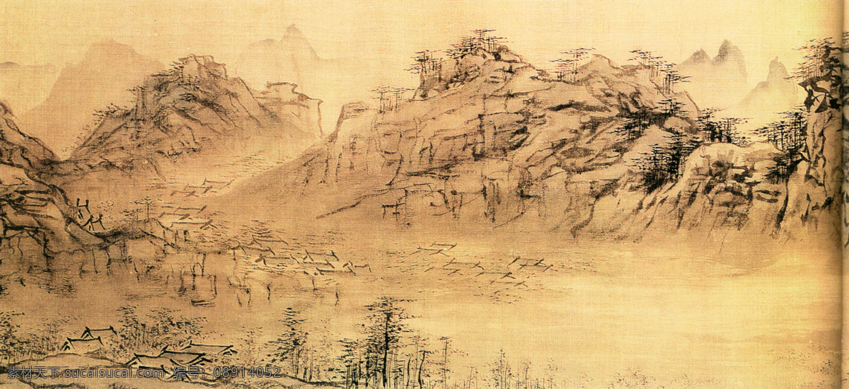 山水 名画 书画 长江万里图 三 部分 古画 山水画 书画真迹 中国水墨画 名家吴伟 文化艺术