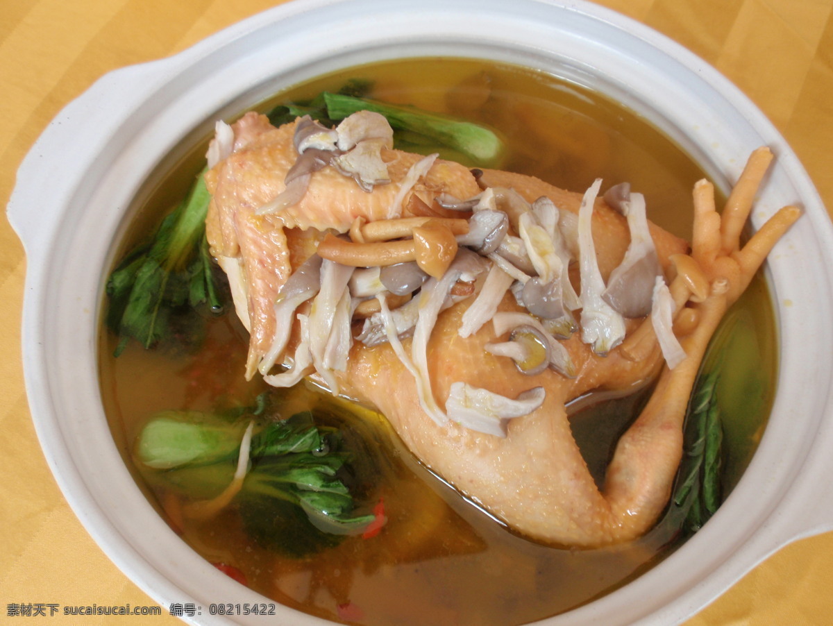 菌菇土鸡汤 青菜土鸡煲 传统美食 餐饮美食