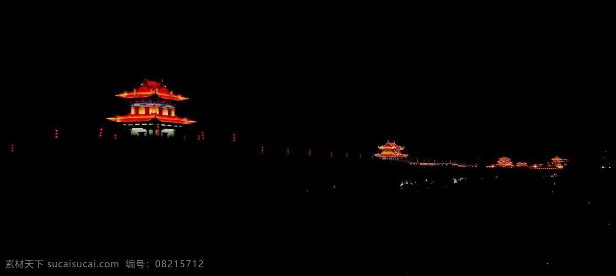 西安 东 南城 郊 夜景 城墙 航拍 阁楼 现代科技