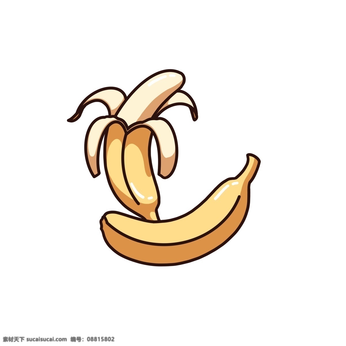 卡通 可爱 水果 香蕉 剥开的香蕉 黄色水果