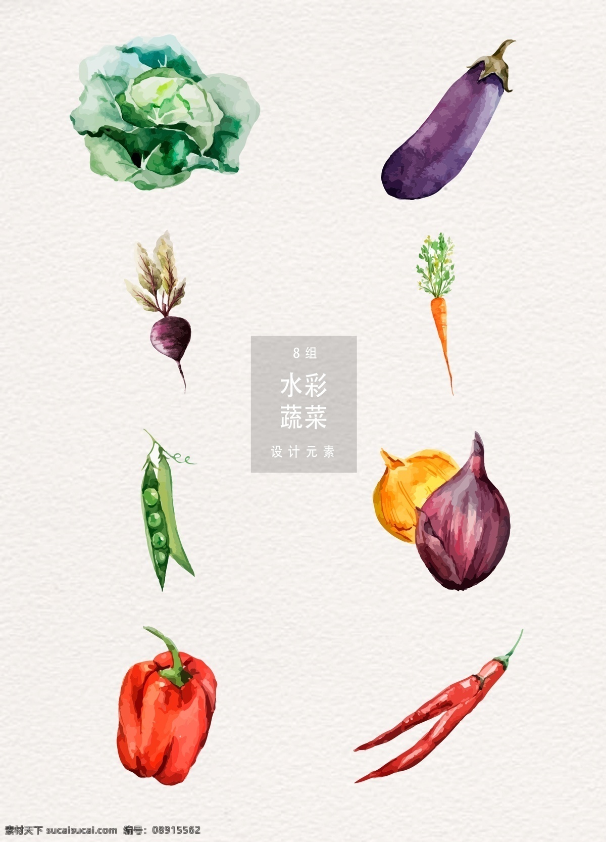 水彩 蔬菜 元素 手绘插画 辣椒 洋葱 茄子 水彩蔬菜 手绘蔬菜 豆子 萝卜 菜