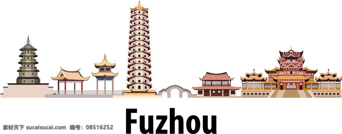 建筑 城市 插图 全景 剪影 轮廓 都市 大楼剪影 建筑剪影 城市景观 建筑标志 城市缩影 福州剪影 城市印象 底纹边框 其他素材 城市矢量 城市剪影矢量
