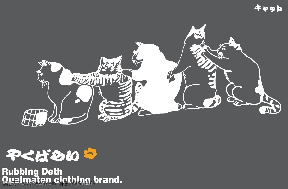 猫搓澡 t恤 裁片图片 猫 洗澡t恤 裁片 胶图 卡通 数码 服装设计