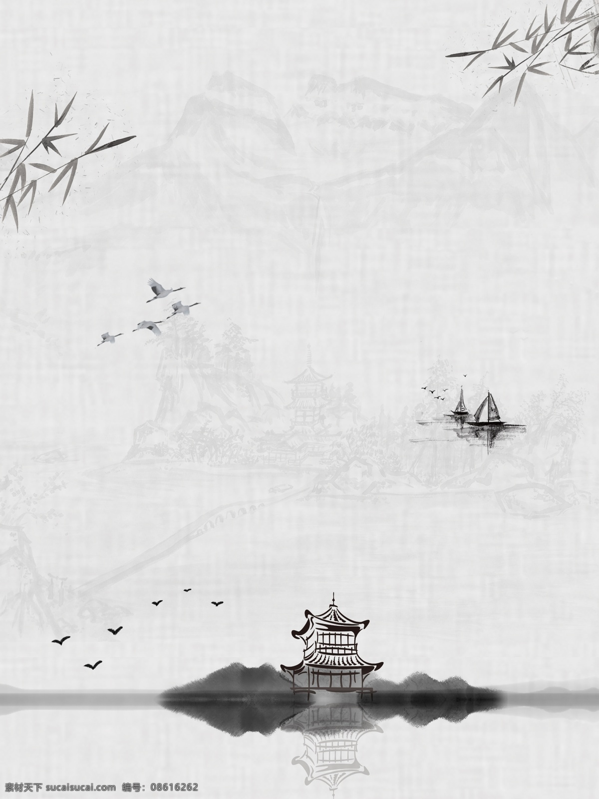 中国 风 竹林 凉亭 国画 背景 中国风 古风 竹子 传统 船只 古风背景 远山