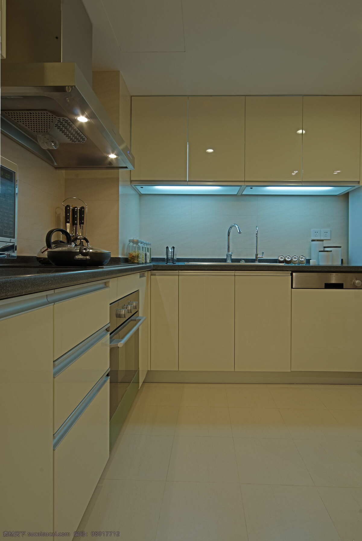 l 型 现代 厨房 收纳柜 简约 室内设计 效果图 料理台 白色 调 灶台 抽油烟机 洗菜池 风 家装
