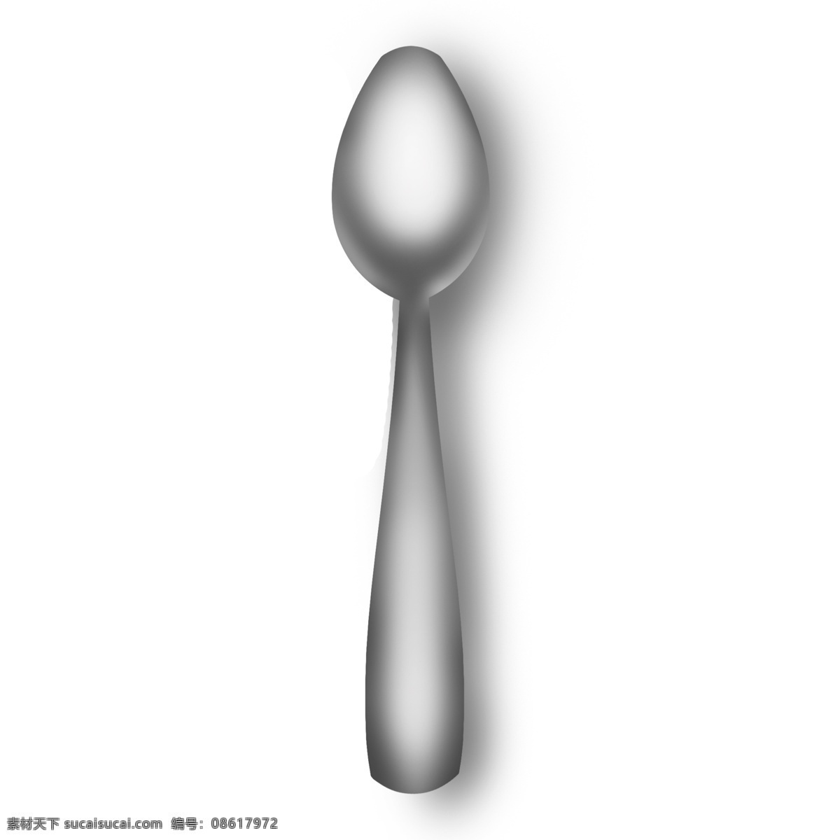 立体 仿真 灰白色 勺子 汤勺 写实 立体感 手绘 容器 工具 灰色 曲线 金属质感 银子